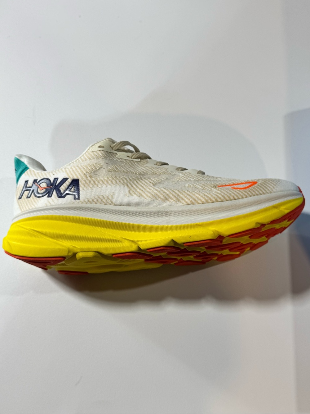 Hoka Men's Neutral One One Clifton 9 Running Shoe - White/Yellow